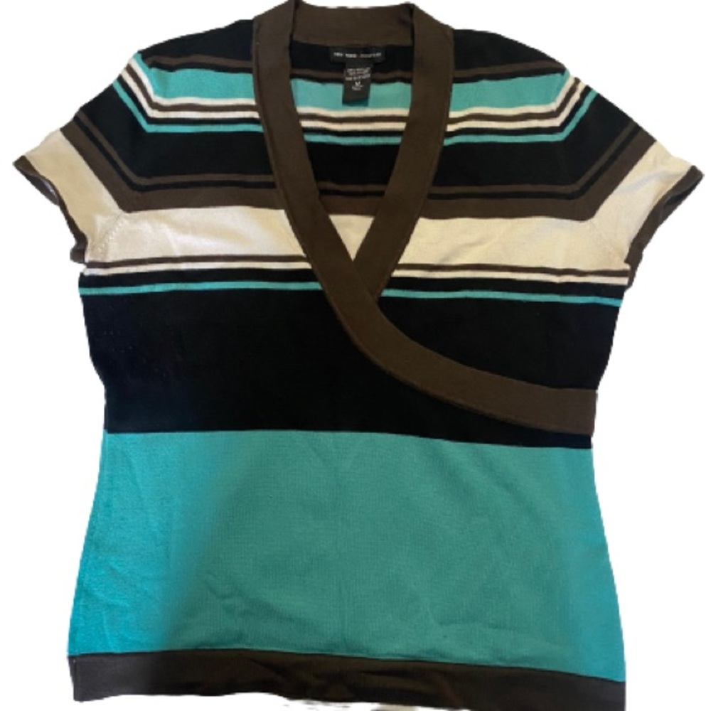 New York & Company Stripe Sweater Top Used- Medium